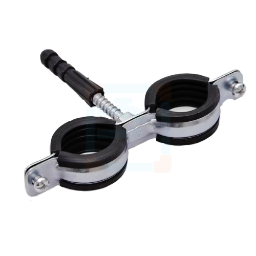 Uchwyt stalowy z gumą do rur 1'' cal  (podwójny) (32-40mm)
