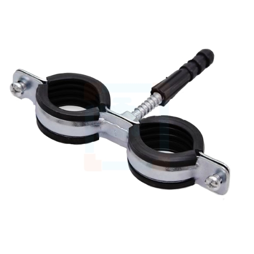 Uchwyt stalowy z gumą do rur 1'' cal  (podwójny) (32-40mm)
